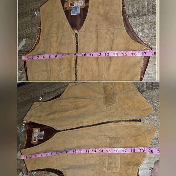 Vintage 90s Y2K Tan Suede Leather Zip-up Vest Faded Glory Women's M - Picture 8 of 8